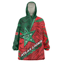 Custom Morocco Football Wearable Blanket Hoodie Pentagram Red Lion African