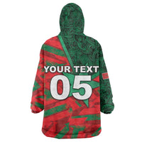 Custom Morocco Football Wearable Blanket Hoodie Pentagram Red Lion African