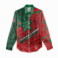 Custom Morocco Football Women Casual Shirt Pentagram Red Lion African