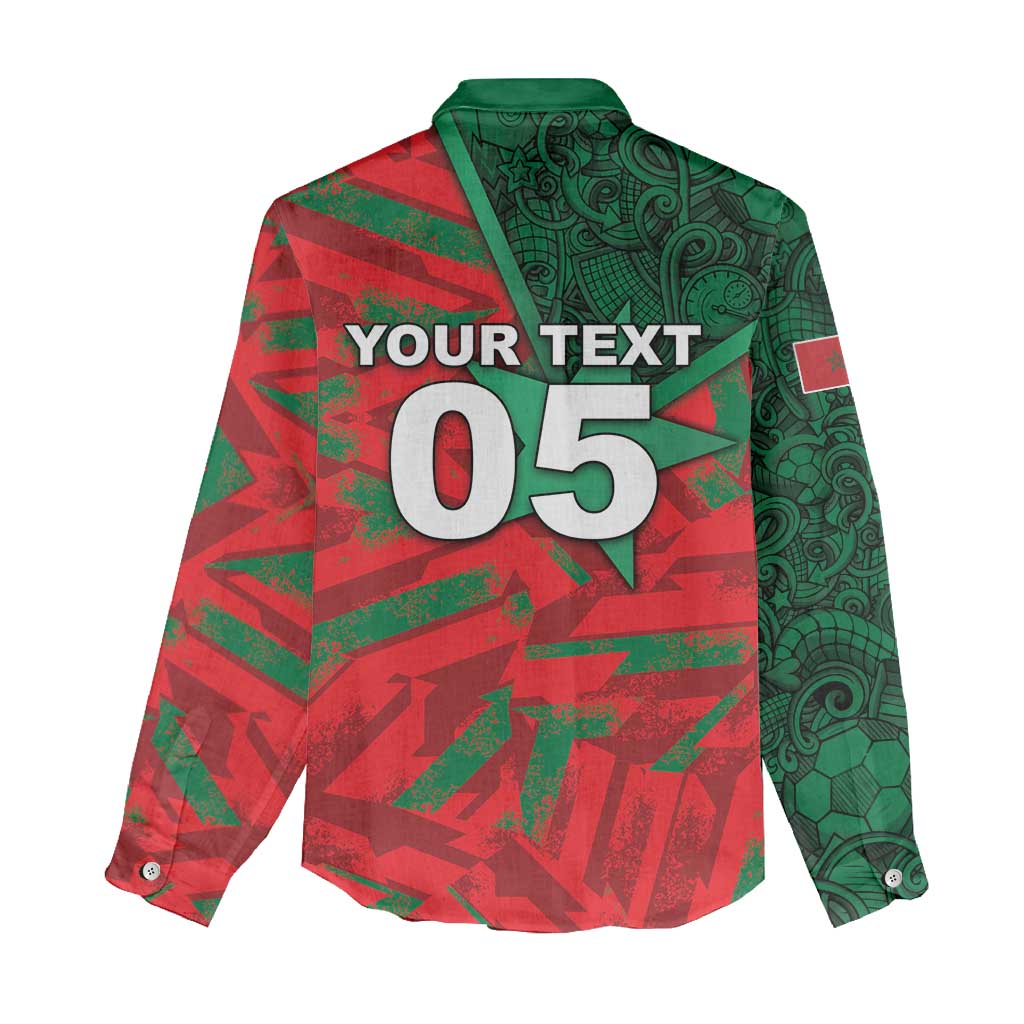 Custom Morocco Football Women Casual Shirt Pentagram Red Lion African