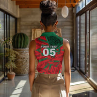 Custom Morocco Football Women Sleeveless Polo Shirt Pentagram Red Lion African