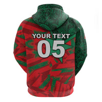 Custom Morocco Football Zip Hoodie Pentagram Red Lion African