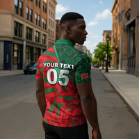 Custom Morocco Football Zipper Polo Shirt Pentagram Red Lion African