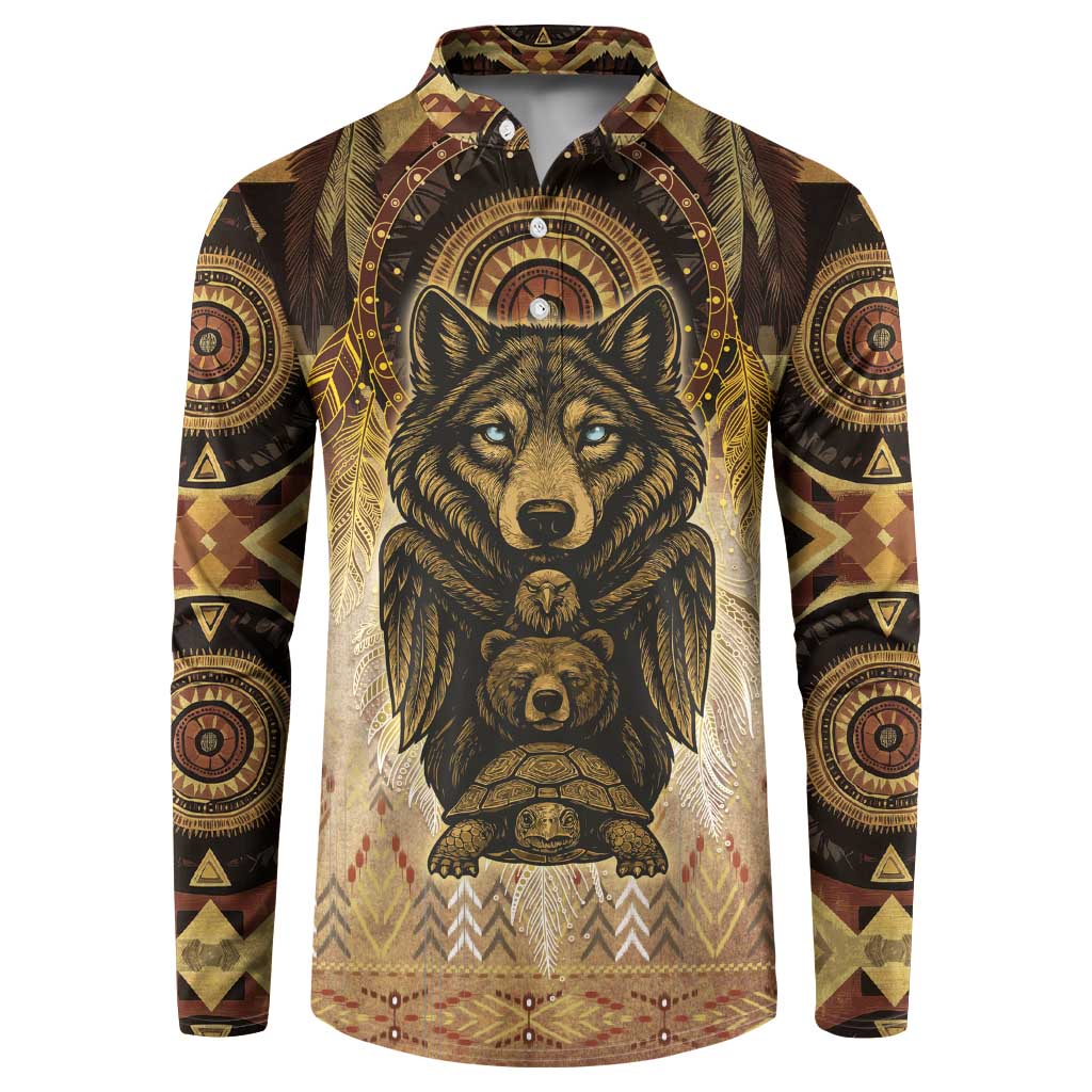Native American Animal Spirit Button Sweatshirt