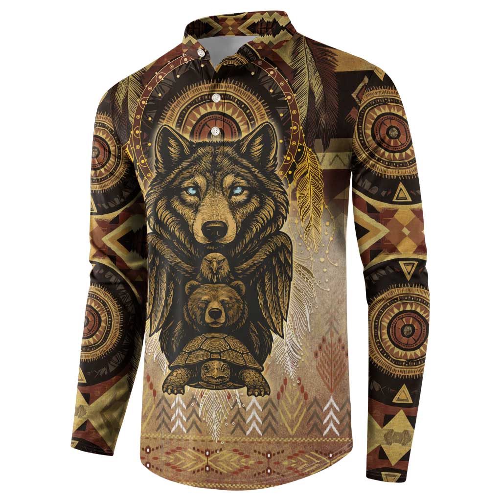 Native American Animal Spirit Button Sweatshirt