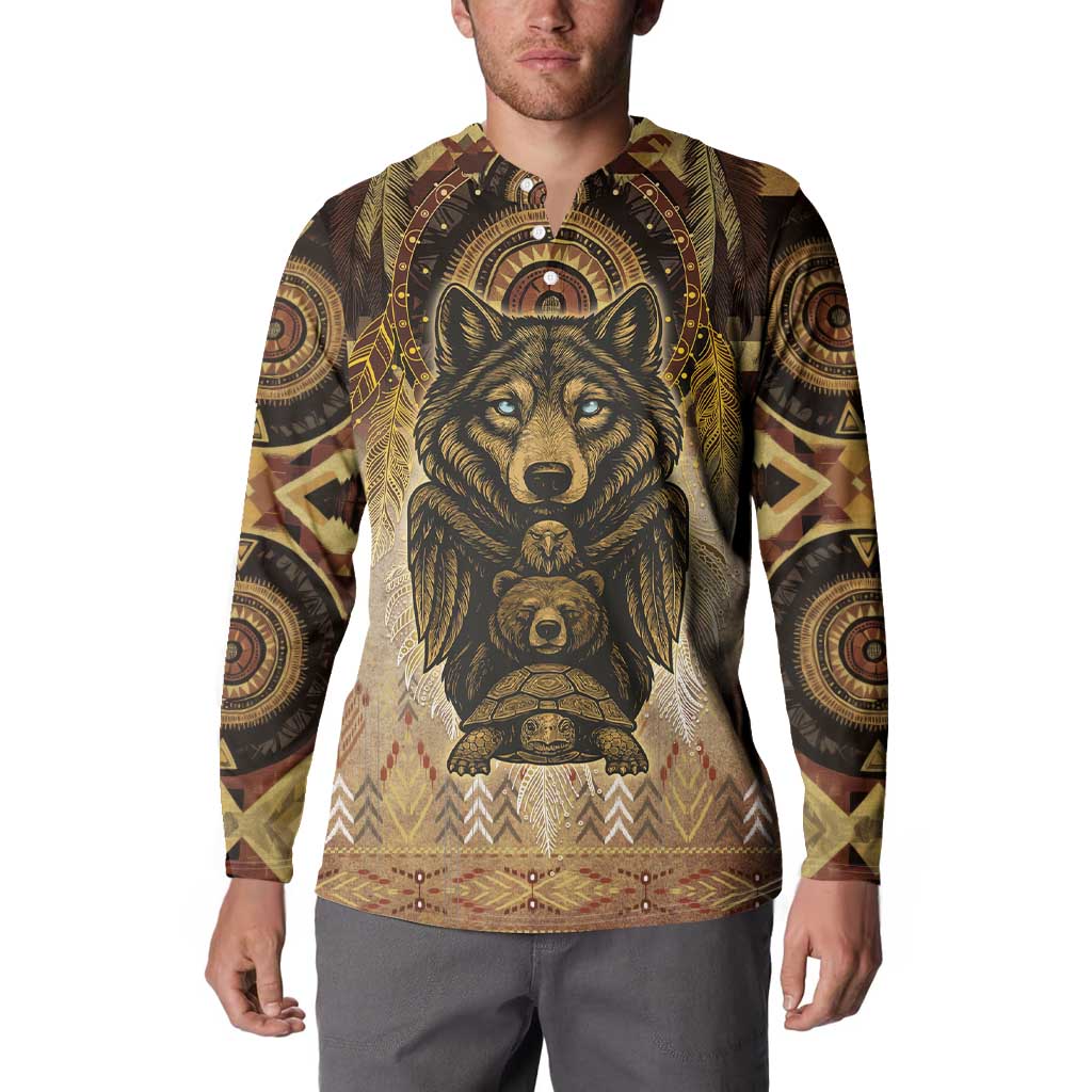 Native American Animal Spirit Button Sweatshirt