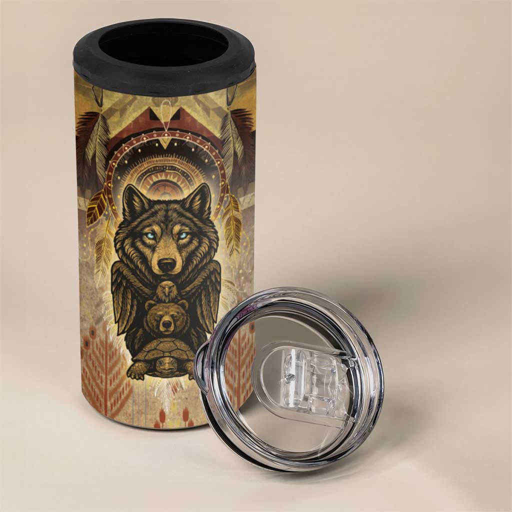 Native American Animal Spirit 4 in 1 Can Cooler Tumbler