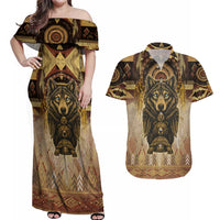 Native American Animal Spirit Couples Matching Off Shoulder Maxi Dress and Hawaiian Shirt