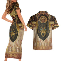 Native American Animal Spirit Couples Matching Short Sleeve Bodycon Dress and Hawaiian Shirt