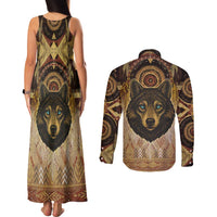 Native American Animal Spirit Couples Matching Tank Maxi Dress and Long Sleeve Button Shirt