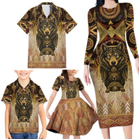 Native American Animal Spirit Family Matching Long Sleeve Bodycon Dress and Hawaiian Shirt