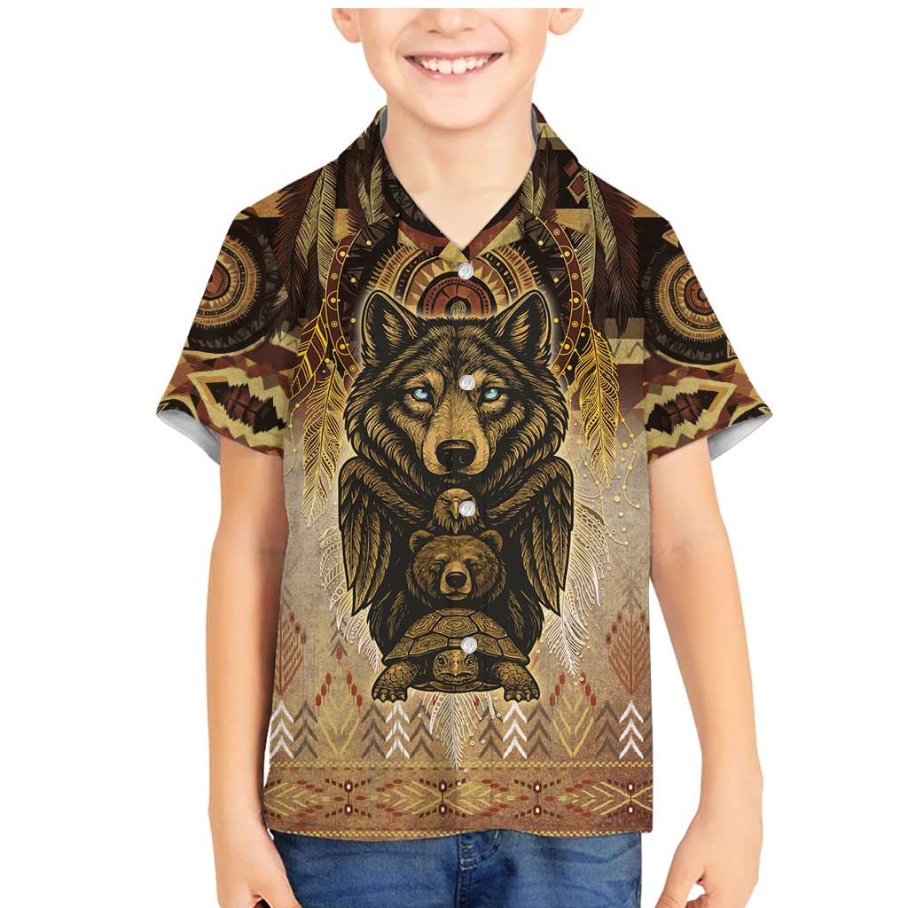 Native American Animal Spirit Family Matching Mermaid Dress and Hawaiian Shirt