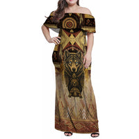 Native American Animal Spirit Family Matching Off Shoulder Maxi Dress and Hawaiian Shirt