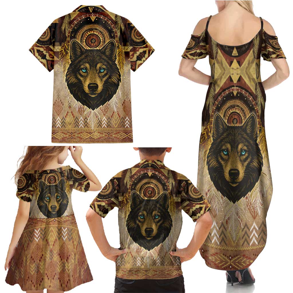 Native American Animal Spirit Family Matching Summer Maxi Dress and Hawaiian Shirt