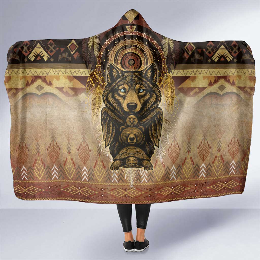 Native American Animal Spirit Hooded Blanket