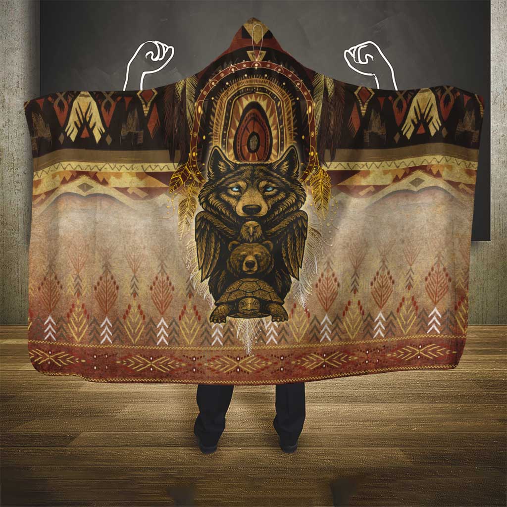 Native American Animal Spirit Hooded Blanket
