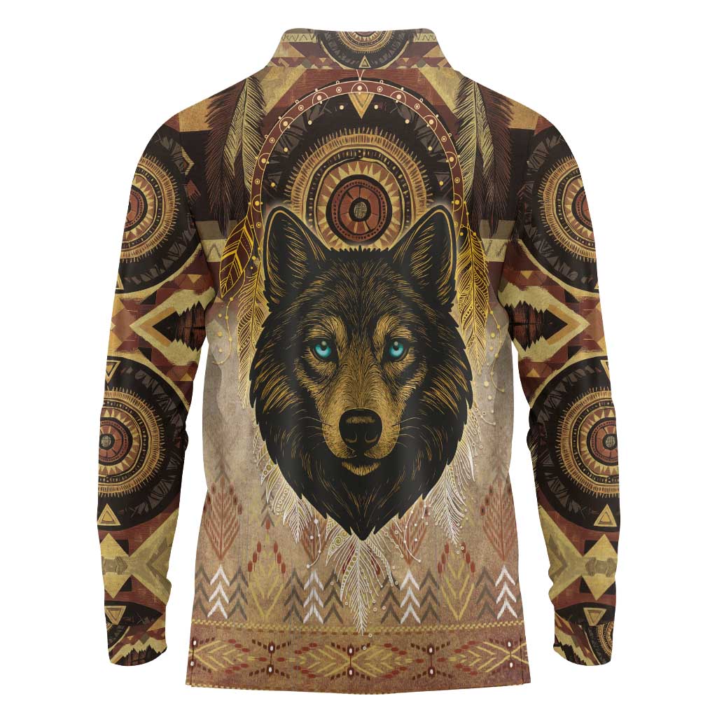 Native American Animal Spirit Long Sleeve Polo Shirt