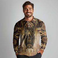 Native American Animal Spirit Long Sleeve Polo Shirt