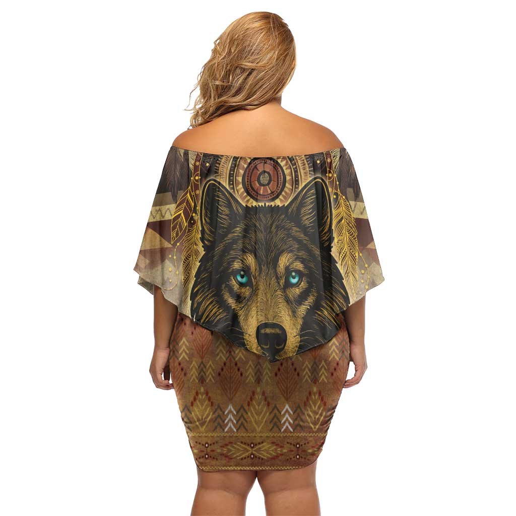 Native American Animal Spirit Off Shoulder Short Dress