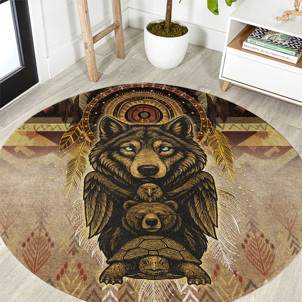 Native American Animal Spirit Round Carpet