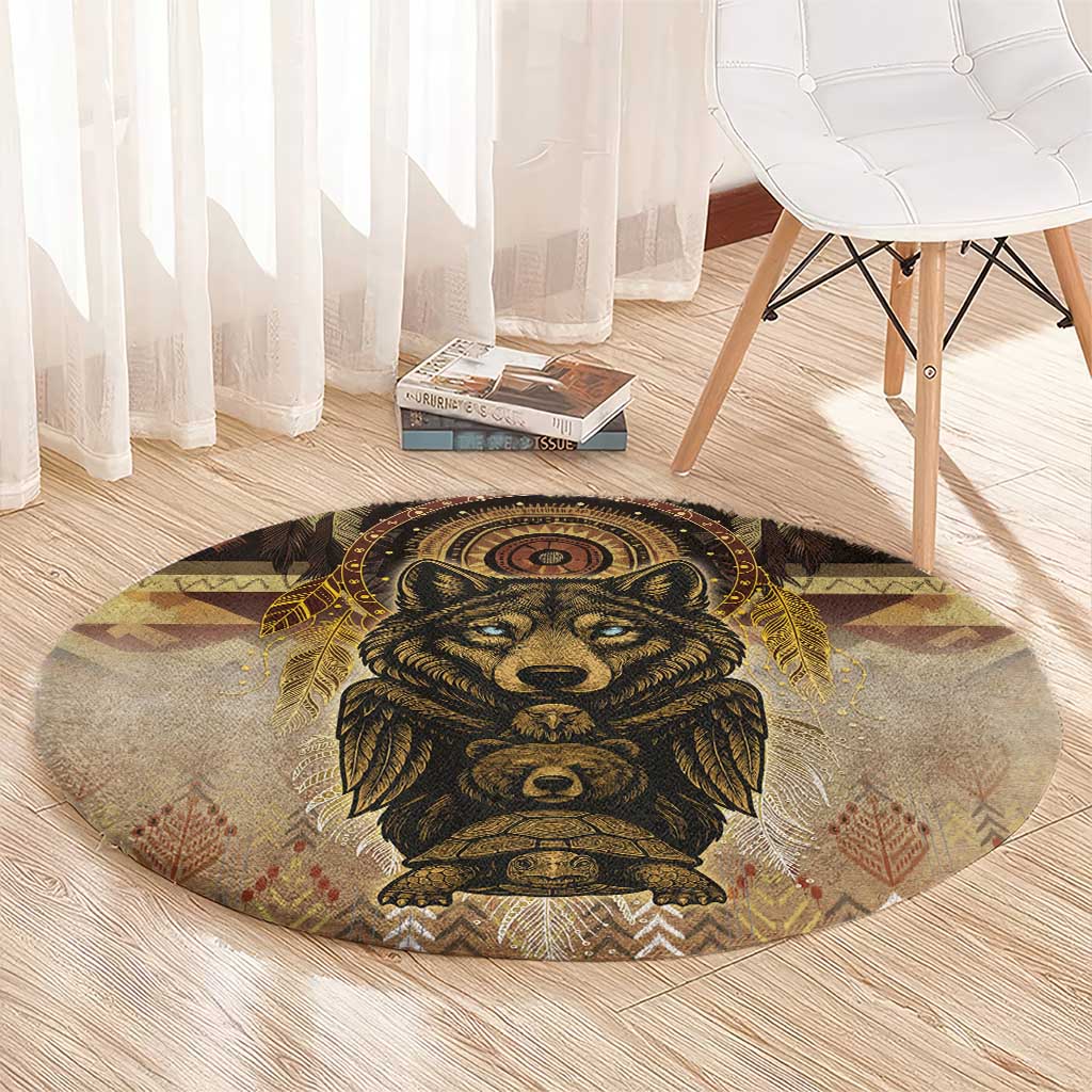 Native American Animal Spirit Round Carpet