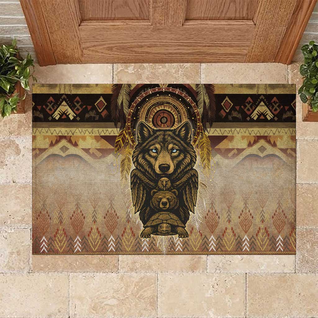 Native American Animal Spirit Rubber Doormat