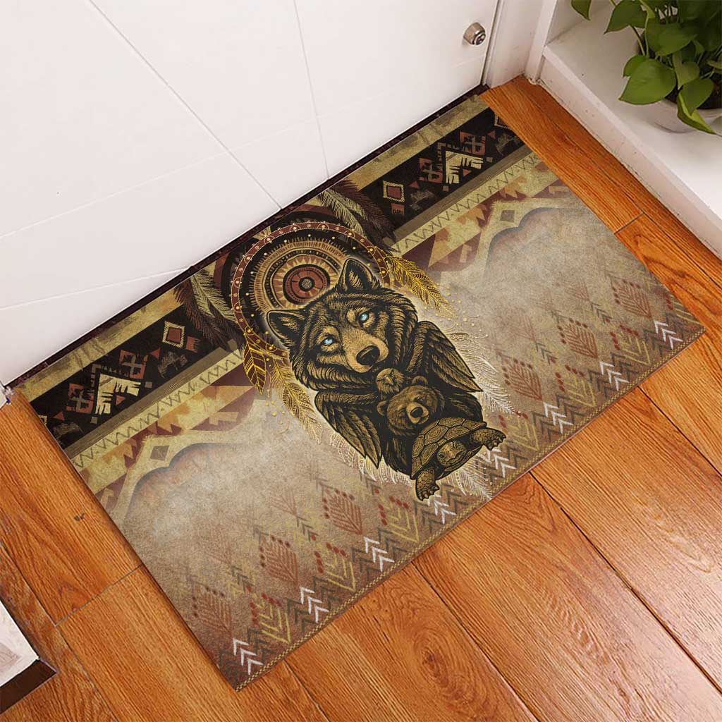 Native American Animal Spirit Rubber Doormat