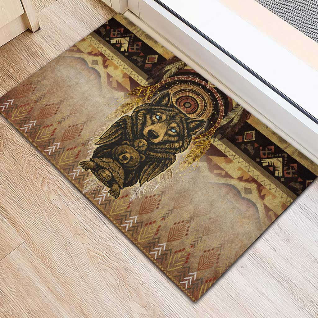 Native American Animal Spirit Rubber Doormat