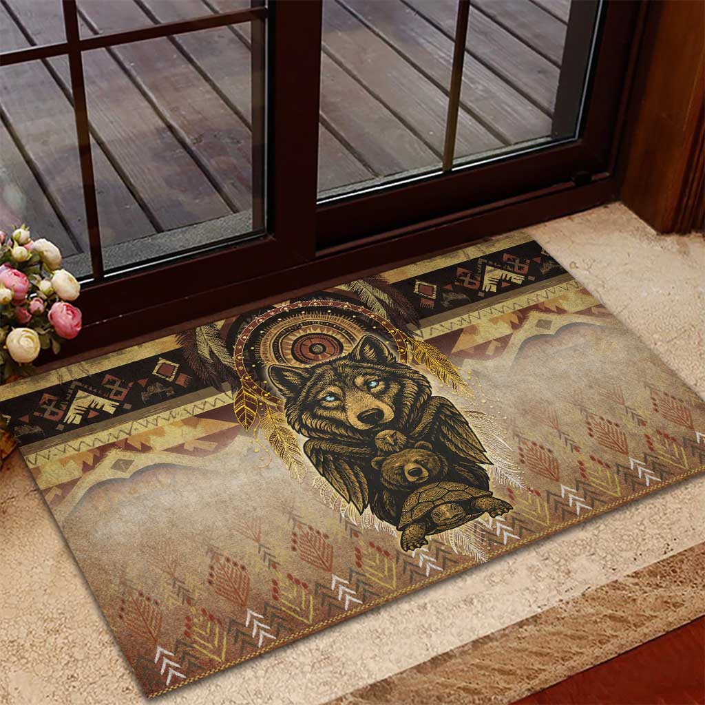 Native American Animal Spirit Rubber Doormat