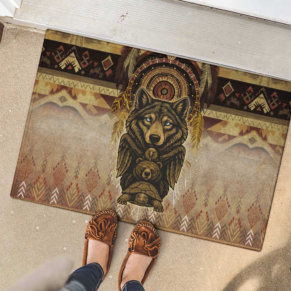 Native American Animal Spirit Rubber Doormat