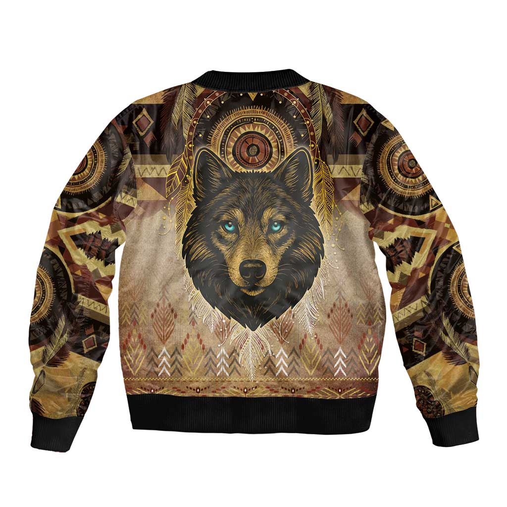 Native American Animal Spirit Sleeve Zip Bomber Jacket