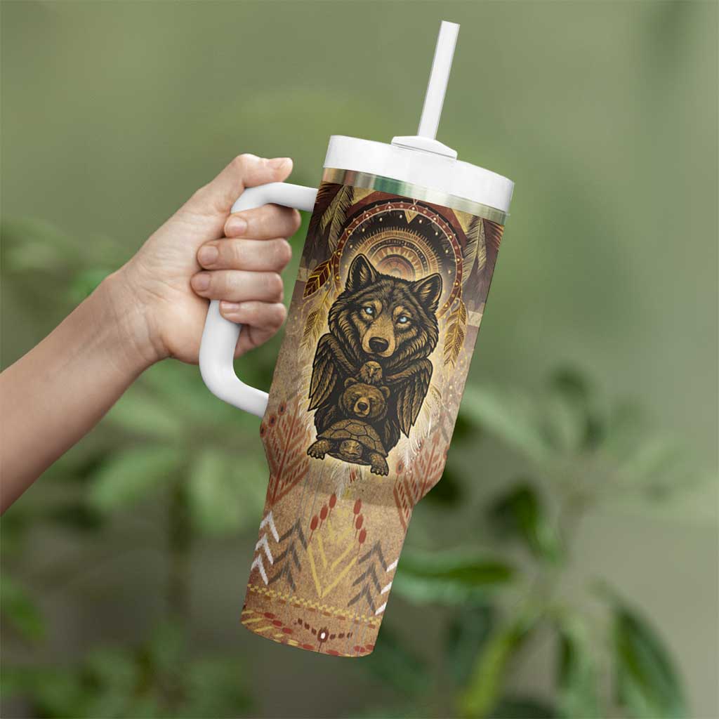 Native American Animal Spirit Tumbler With Handle