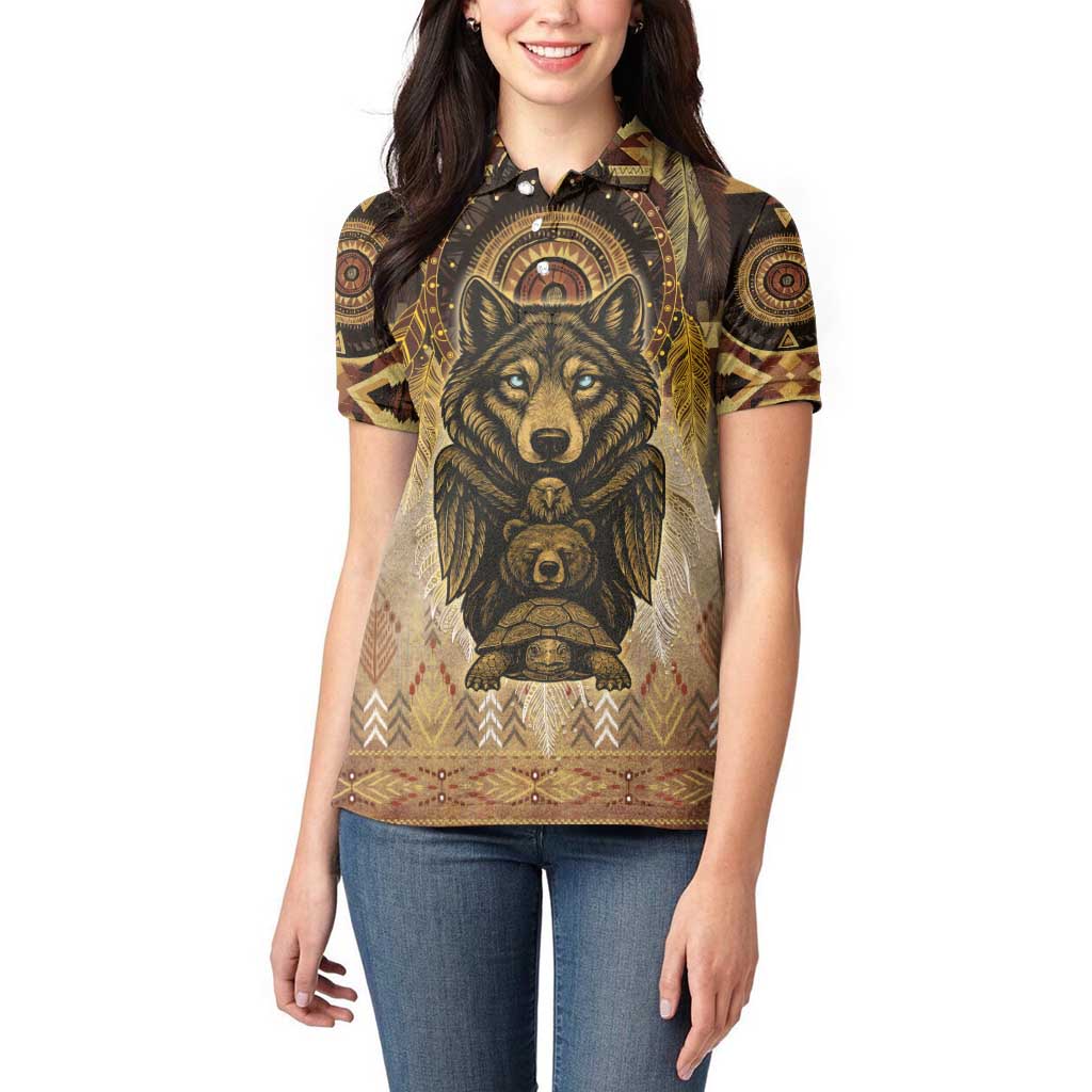 Native American Animal Spirit Women Polo Shirt