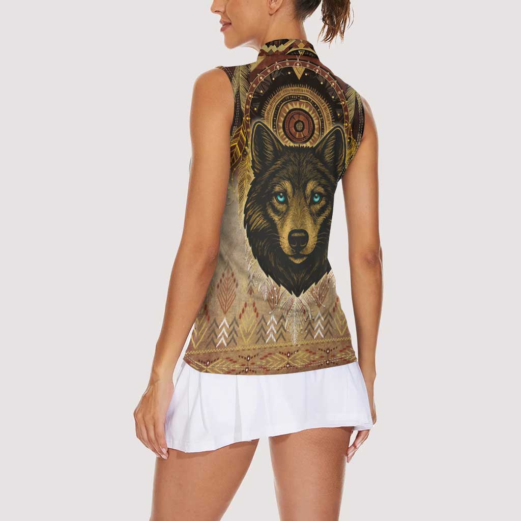 Native American Animal Spirit Women Sleeveless Polo Shirt