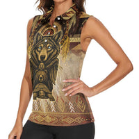 Native American Animal Spirit Women Sleeveless Polo Shirt