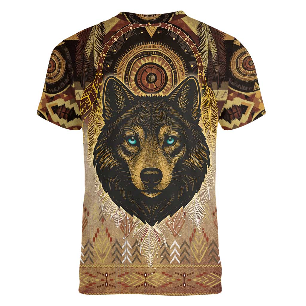 Native American Animal Spirit Women V-Neck T-Shirt