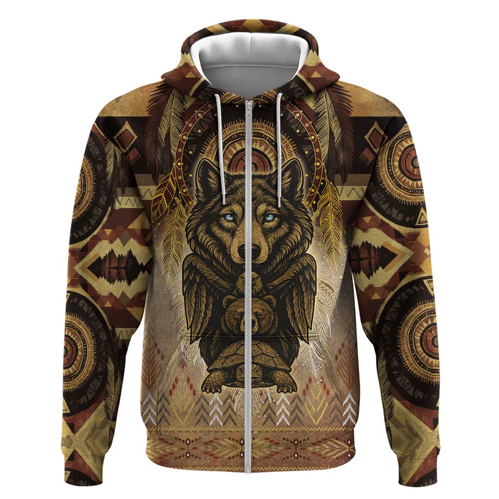 Native American Animal Spirit Zip Hoodie