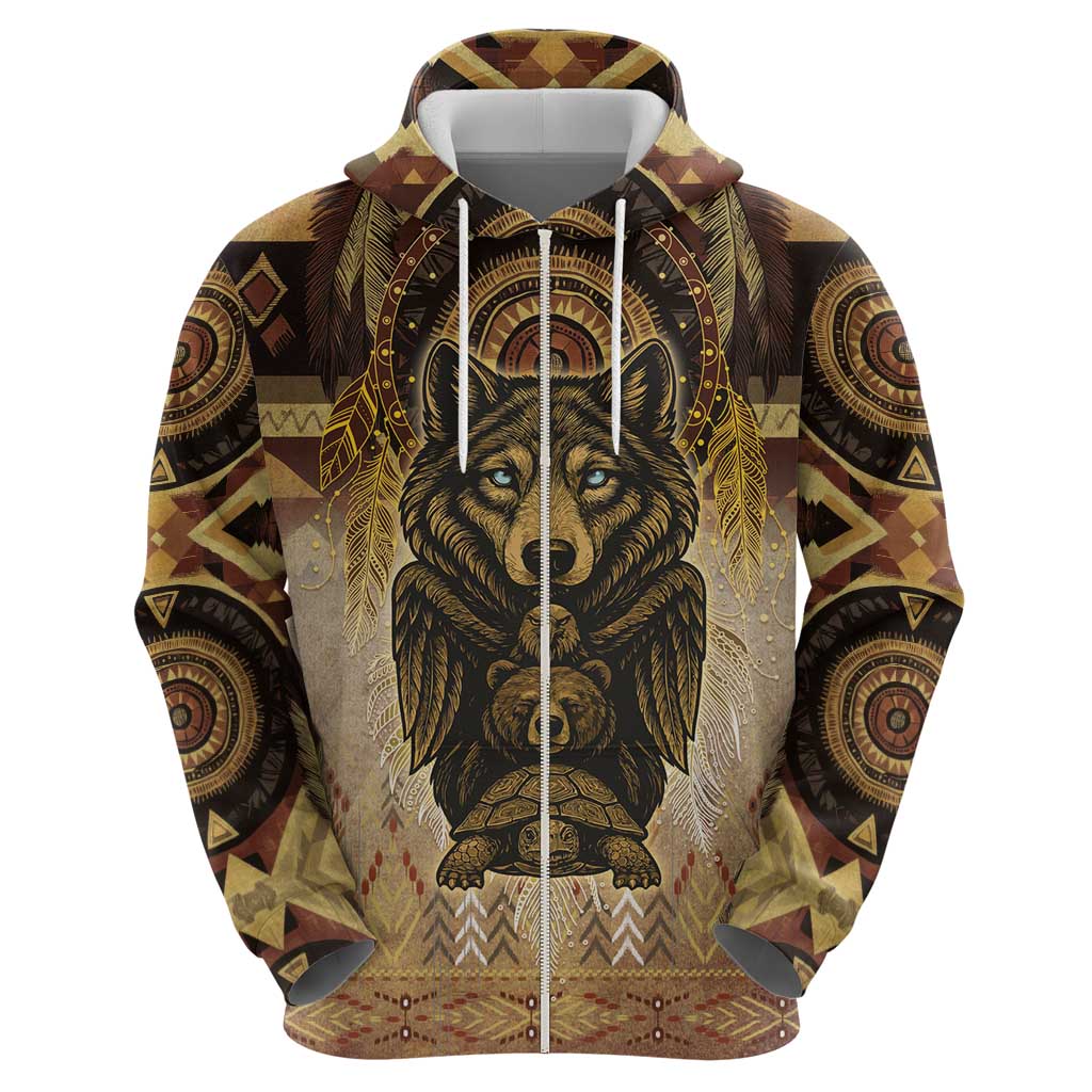 Native American Animal Spirit Zip Hoodie