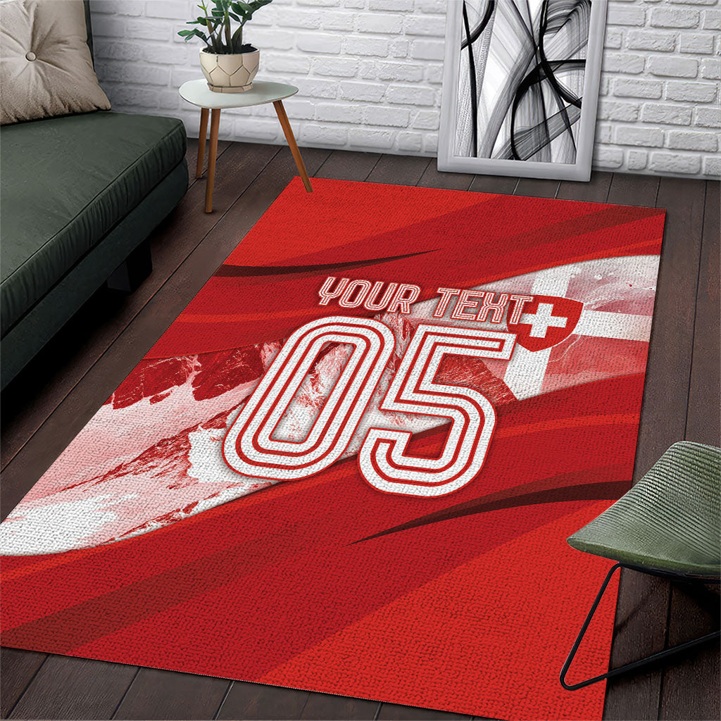 Custom Switzerland Football Area Rug Matterhorn Snow Shield