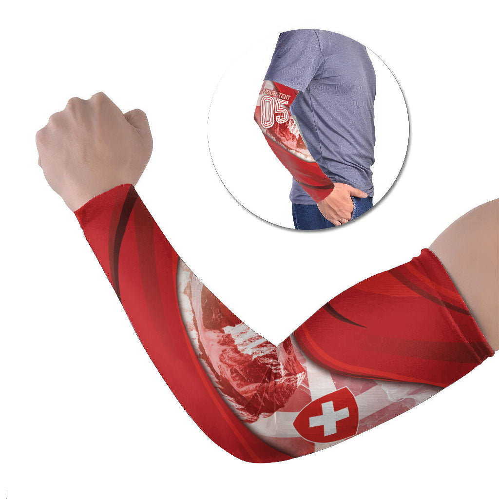 Custom Switzerland Football Arm Sleeves Matterhorn Snow Shield