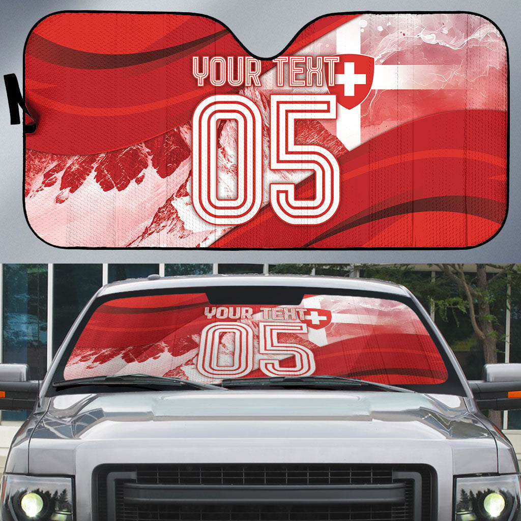 Custom Switzerland Football Auto Sun Shade Matterhorn Snow Shield