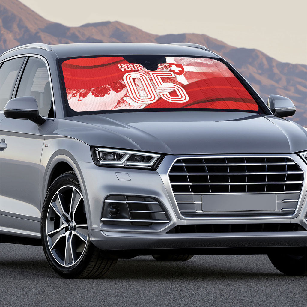 Custom Switzerland Football Auto Sun Shade Matterhorn Snow Shield