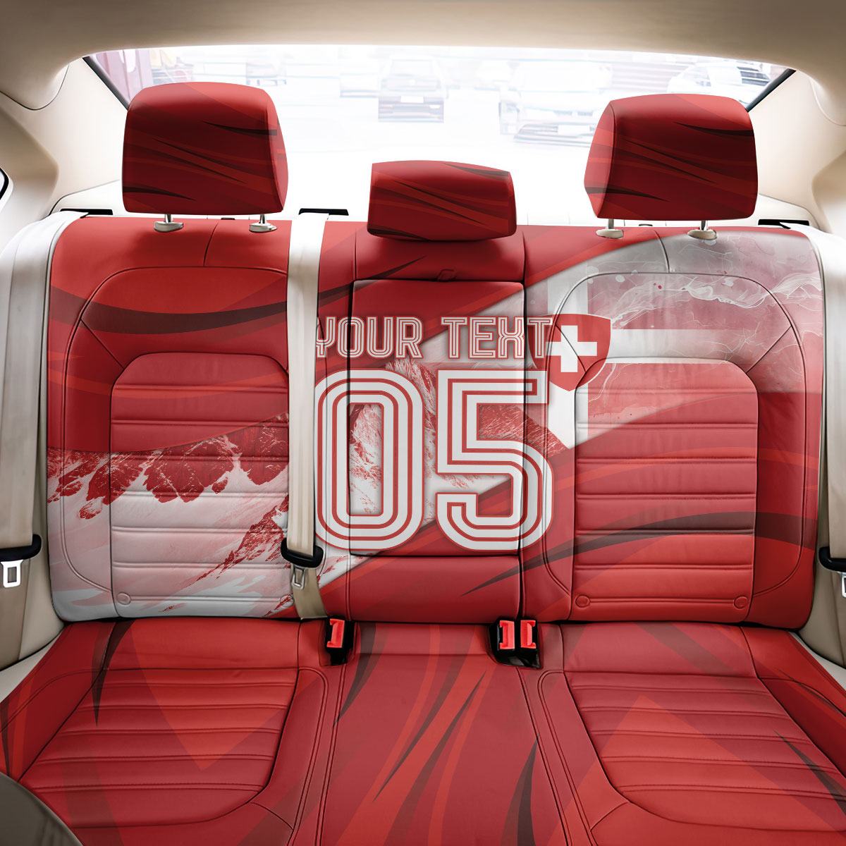 Custom Switzerland Football Back Car Seat Cover Matterhorn Snow Shield