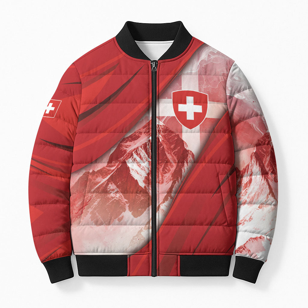 Custom Switzerland Football Bomber Puffer Jacket Matterhorn Snow Shield