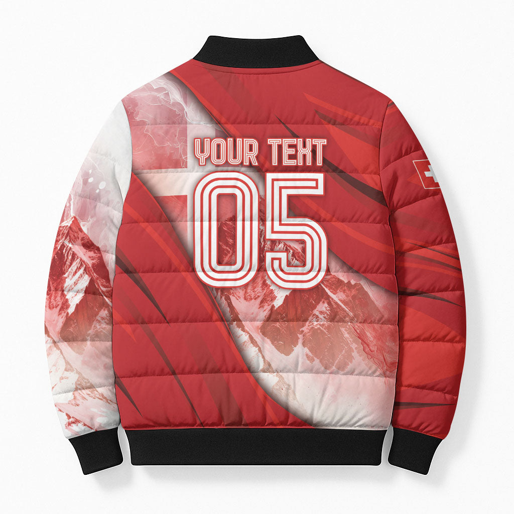 Custom Switzerland Football Bomber Puffer Jacket Matterhorn Snow Shield