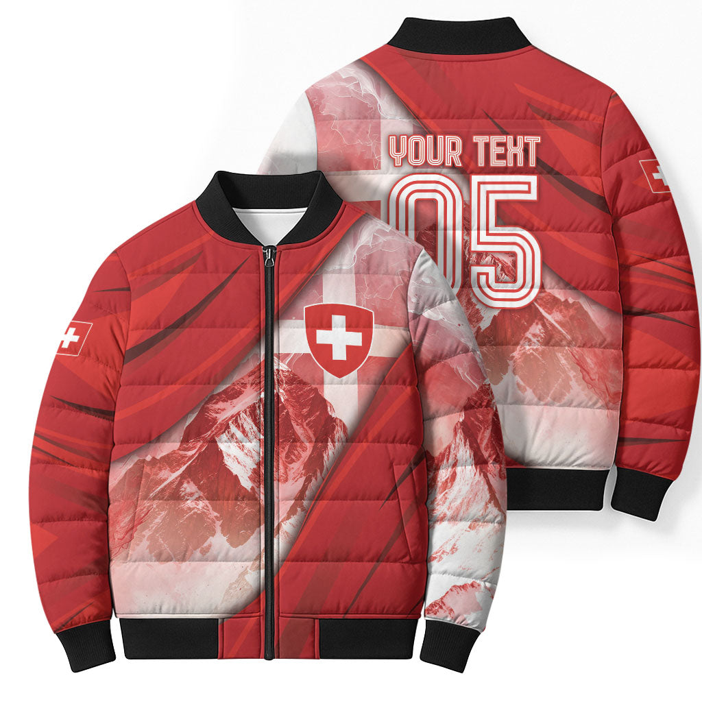 Custom Switzerland Football Bomber Puffer Jacket Matterhorn Snow Shield
