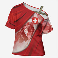 Custom Switzerland Football Cross Shoulder Shirt Matterhorn Snow Shield