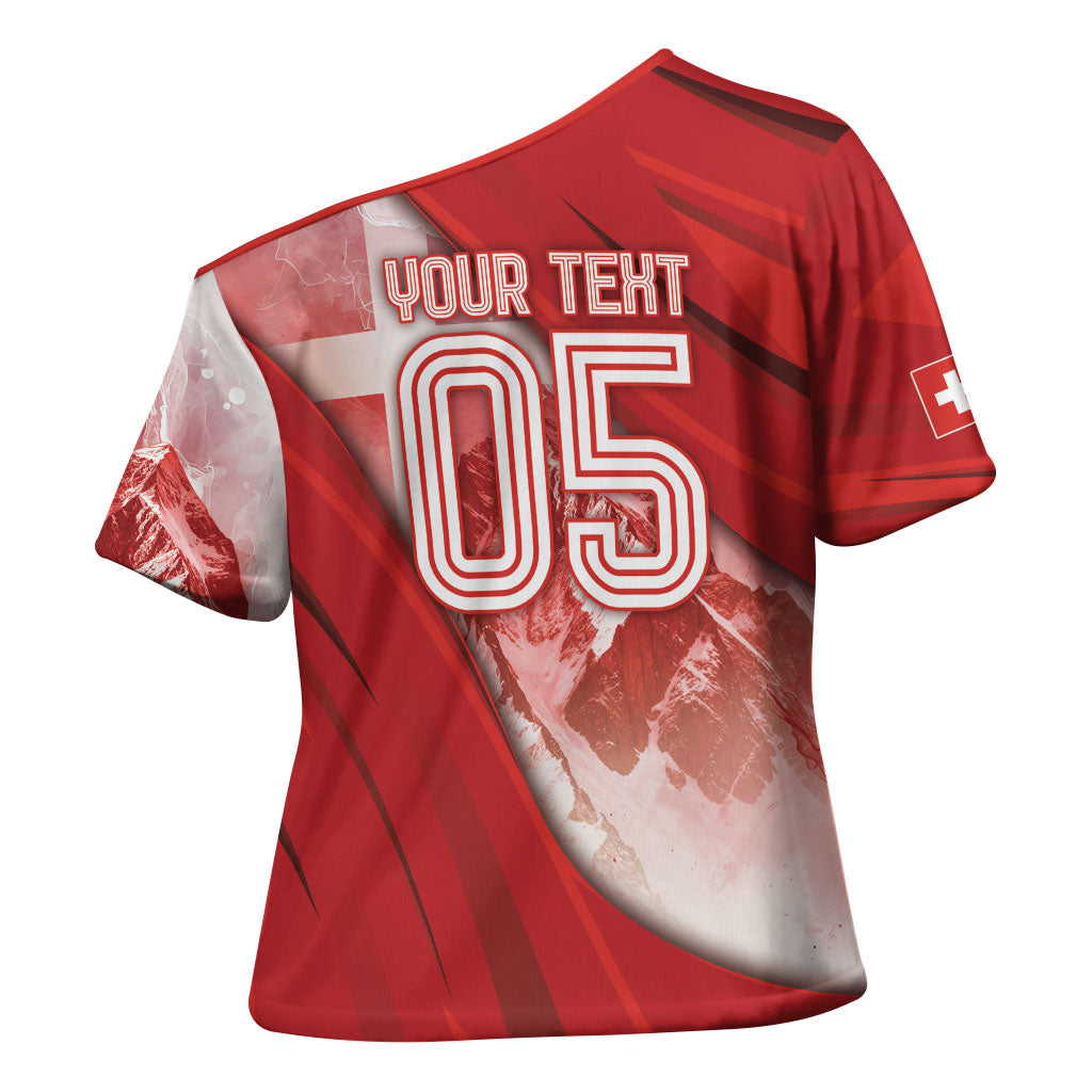 Custom Switzerland Football Cross Shoulder Shirt Matterhorn Snow Shield