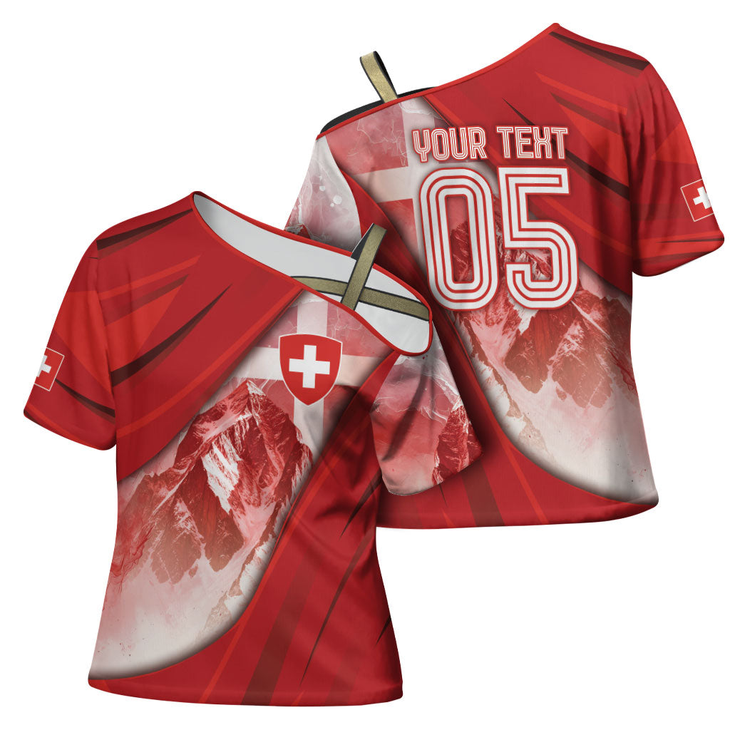 Custom Switzerland Football Cross Shoulder Shirt Matterhorn Snow Shield