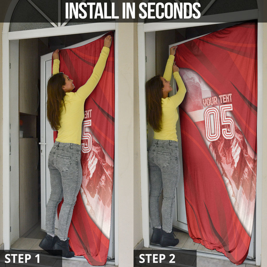 Custom Switzerland Football Door Cover Matterhorn Snow Shield